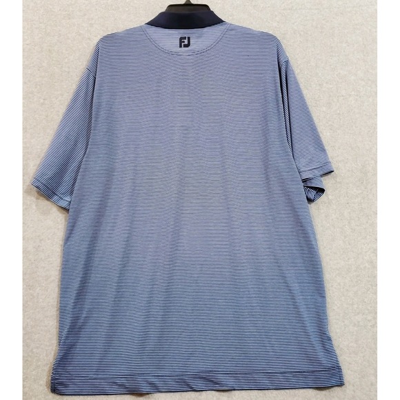 Footjoy Golf Polo XL Blue White Stripes Tidewater Logo - Picture 2 of 10